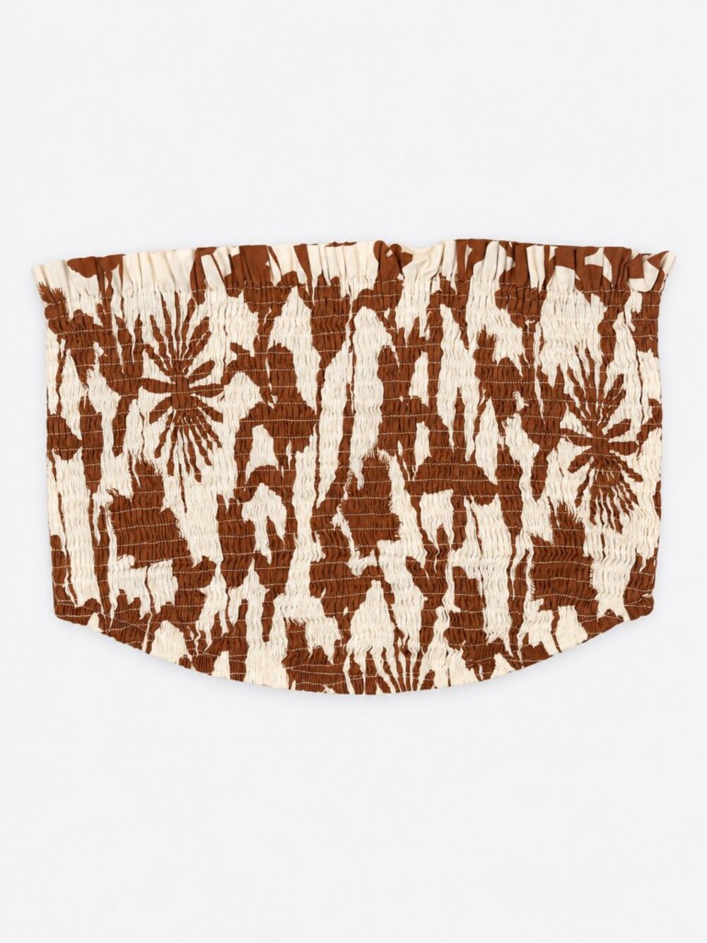 Aakaa Rust Brown Floral Smocked Tube Crop Top M